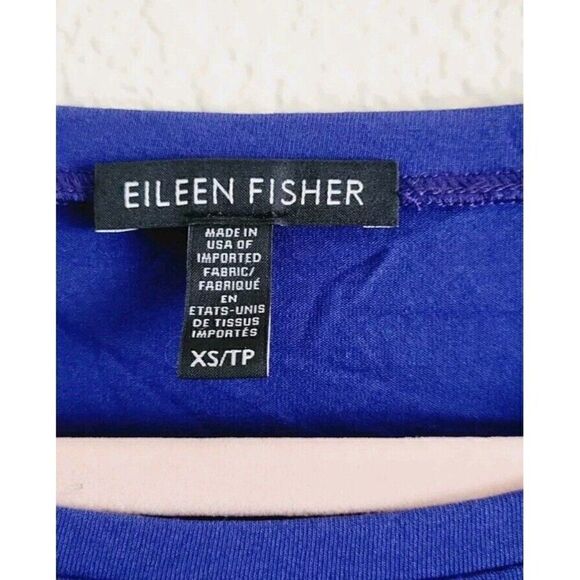 Eileen Fisher Stretch Jersey Knit Short Sleeve Dress Knee Length Blue Size XS - Picture 2 of 5